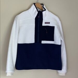 Vineyard Vines Women's Zip-Up Sweater in White and Navy